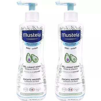 Mustela Gel Lavant Dough Hair & Body Wash, 2 упаковки, 500 мл