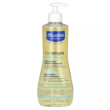 Mustela, Очищающее масло Stelatopia, с подсолнечником, для очень сухой кожи, без отдушек, 16,9 жидких унций (500 мл)