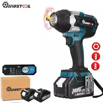 MUSTOOL 1800N.M Бесщеточный электрический ударный гайковерт с крутящим моментом для грузовиков 1/2 дюйма, беспроводной гаечный ключ, инструмент для аккумулятора Makita 18 В