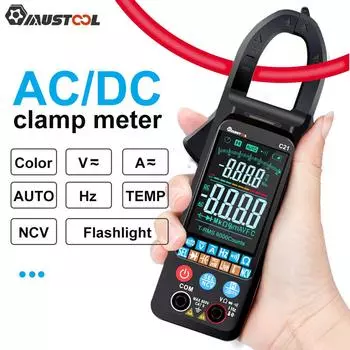 MUSTOOL C21 Цифровые клещи AC DC Ток Напряжение ЖК-экран Цветной экран NCV 6000 отсчетов Цифровой мультиметр Токовые клещи
