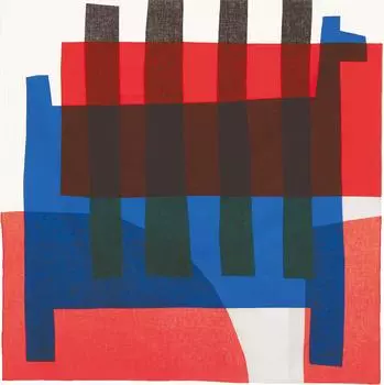 Musubi Furoshiki 100 Double Face Masaru Suzuki STRIPE HORSE Синий Красный 100 см Органический хлопок