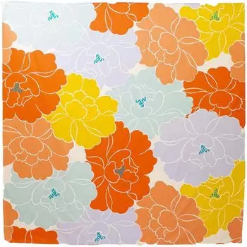 Musubi Furoshiki 100 Hime Musubi Aqua Drop Adeline Klam Peony Orange 100cm Polyester Water Repellent