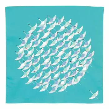 Musubi Furoshiki 50 Hime Musubi Adeline Klam Crane Turquoise 50cm Organic Cotton