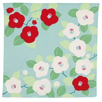 Musubi Furoshiki 70 Hime Musubi Adeline Klam Tsubaki Turquoise 70cm Organic Cotton