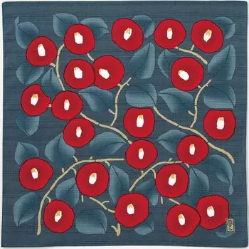 Musubi Furoshiki Chief Yumeji Takehisa Tsubaki Aonezu 48cm Cotton