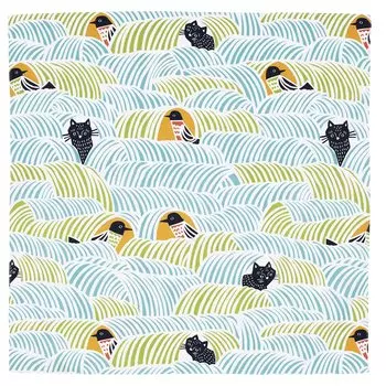 Musubi Furoshiki Furoshiki 45см Ката Ката Кошка Птица Зеленый Сделано в Японии Приблизительно. 20014-104