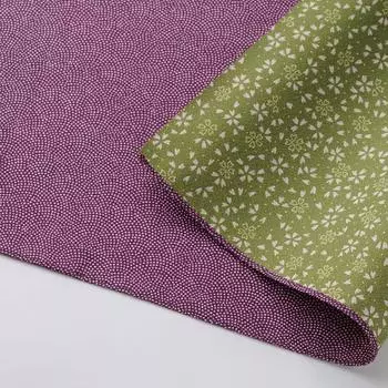 Musubi Large Shark Made in Japan Furoshiki, 90cm, Double-sided, Reversible, Purple/Green, 10170-301