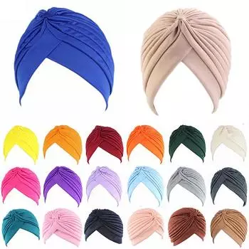 Мусульманская эластичная тюрбанная шляпа с крестом, женская шапка для химиотерапии, шапочки, повязка на голову, однотонные аксессуары для волос One size красный