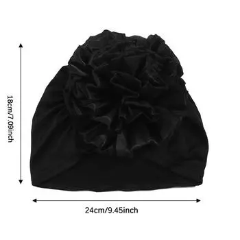 Мусульманская тюрбанная шапка женская яркая шелковая вязаная шапочка с большим цветком головной убор для повязки на голову One Size чёрный