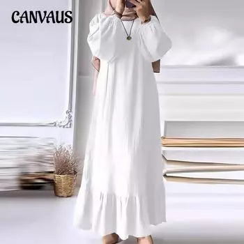 Мусульманская женская мода весна-осень рукава-фонарик винтажный карман подола оборка платье S розовый