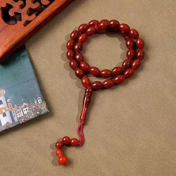 Мусульманские четки Бодхи с 33 бусинами, браслет с кисточкой ярко-красный