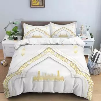 Мусульманские молитвенные кавайные комплекты постельного белья, новый греческий ключ, меандр, наборы пододеяльников, постельное белье, королевский размер, современное геометрическое покрывало EU Twin 135x200cm