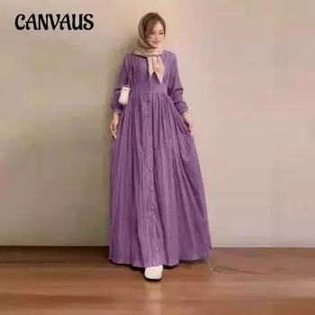 Мусульманские женщины больших размеров Ближнего Востока винтажные рукава-фонарики весна и осень однотонные модные элегантные платья S зелёный