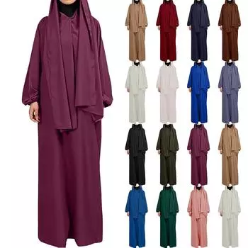 Мусульманские женские однотонные халаты повседневные платья с длинным рукавом и завязкой на талии M бежевый
