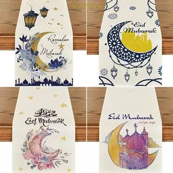 Мусульманский фестиваль, атмосфера, украшение, лунный стол, дорожка, флаг, кухонная скатерть, входная скатерть 33x183cm