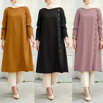 Мусульманский хиджаб, турецкая блузка, женская рубашка с длинным рукавом, Турция, Дубай, Абая, свободная блузка, кафтан, исамиская одежда 5XL