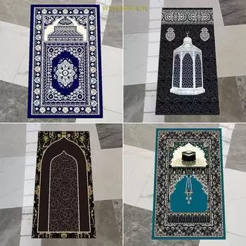 Мусульманский молитвенный ковер Исламский золотой бархатный коврик для поклонения 80x120 см Коврик для фестиваля Рамадан Коврик для гостиной с бахромой