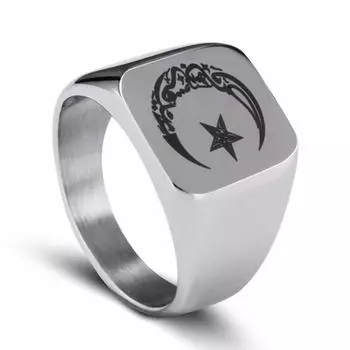 Мусульманское кольцо из нержавеющей стали для мужчин, кольцо исламского цвета с лунной звездой, золотого и серебряного цвета 7 золотой