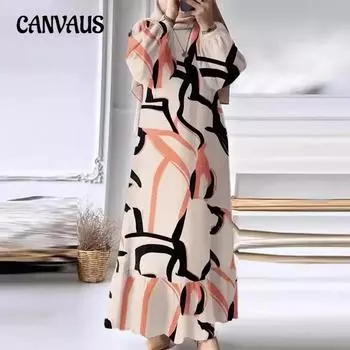 Мусульманское женское платье больших размеров с рукавами-фонариками, принтом, карманами и оборками, длинное платье на Ближнем Востоке в Дубае S абрикосовый