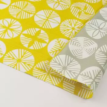 Musumi Furoshiki Chief Isago Pattern Double Sided Pine Yellow Gray 48cm Cotton