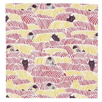 Musumi Furoshiki Furoshiki 70см Ката Ката Кошка Птица Розовый Сделано в Японии Приблизительно. 20015-203