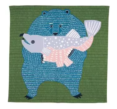 Musumi Furoshiki Furoshiki Большой 105 см Ката Ката Медведь Тосаке Зеленый Сделано в Японии Приблизительно. 20012-301