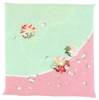 Musumi Furoshiki Приблизительно Pure Two 7 Кролик в цветке Сделано в Японии Фурошики, 68 см, Шелк, Креп, Юдзэн, Ширина, Нет. (в штучной упаковке), Круг, Розовый,