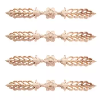 MUXSAM 4 шт. Резьба по дереву Наклейка Угловая деревянная аппликация Декоративная лепнина Прямоугольный растительный элемент Мебель Украшение Полка Стена Неокрашенный