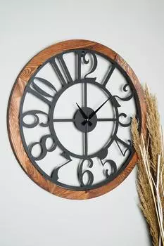 Muyika Bonni Декоративные черные настенные часы с цифрами в металлической деревянной раме 55х55см Mds-50