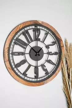 Muyika Bruno Декоративные черные настенные часы с цифрами в металлической деревянной раме 55х55см Mds-50