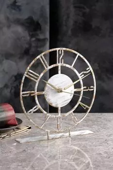 Muyika Dilek Металлические белые антикварные настольные часы 25x23см Mms-m