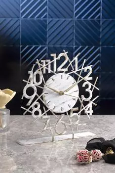 Muyika Karde Металлические белые антикварные настольные часы 25x23см Mms-m