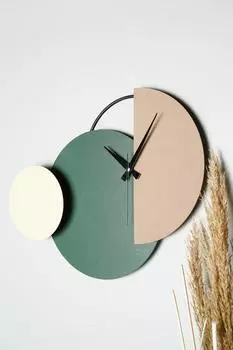 Muyika Mateen Металлические декоративные настенные часы 47-31 см (кофе-зелено-сливочный) мдс-50