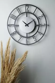 MUYIKA Настенные часы Bunnela, серебристый/черный металл, 50x50см, MDS-50