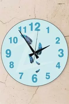 Muyika Овальные настенные часы из настоящего стекла с синим пером, 36 см, Pds-36