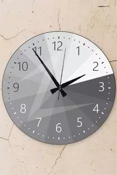 Muyika Овальные настенные часы из настоящего стекла 36 см в оттенках серого Pds-36