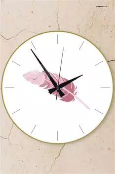 Muyika Овальные настенные часы из настоящего стекла с розовым пером, 36 см, Pds-36