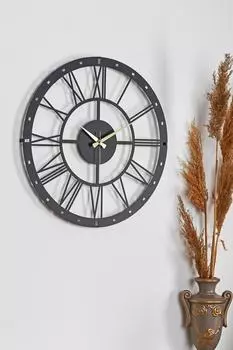 Muyika Romano Металлические черные бесшумные настенные часы 50x50см Mds-50