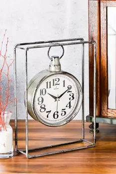 Muyika Supera Декоративные металлические настольные часы с бесшумным механизмом, серый антиквариат - Mms-m