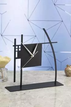 Muyika Surf Настольные часы в металлическом корпусе черного цвета 26x27 см с бесшумным механизмом Mms-m