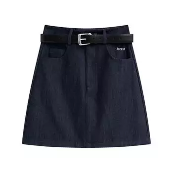 MUYU Women s Small Denim A-Line Skirt - Casual Korean Style, High Waist, Slim Fit, Short Skirt for Spring/Summer. Extra Large