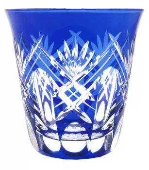Музей Сумида Эдо Кирико Эдо Кирико Стеклянный стакан Shochu для презентации Stacked Sword Yarai Емкость 290 мл Сделано в Японии (в коробке) (Индиго) ок.