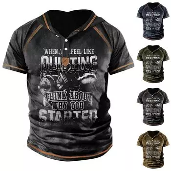 Муж. Футболка Футболки Графика Текст Черный Военный стиль Зеленый Бассейн Темно-серый 3D-печать Уличный стиль С короткими рукавами На пуговицах С принтом Одежда Классический XXXL чёрный