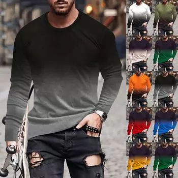 Муж. Футболка Графика Абстракция Шея Одежда Одежда На открытом воздухе Длинный рукав С принтом Модельер Винтаж XL зелёный