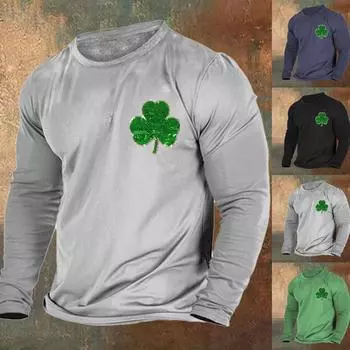 Муж. Футболка Графика Абстракция Шея Одежда Одежда На открытом воздухе Длинный рукав С принтом Модельер Винтаж L чёрный