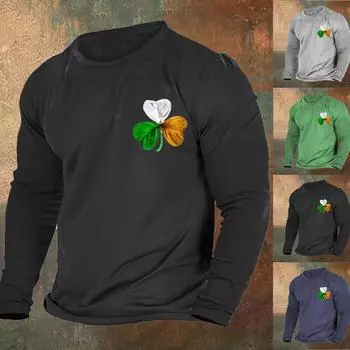 Муж. Футболка Графика Абстракция Шея Одежда Одежда На открытом воздухе Длинный рукав С принтом Модельер Винтаж L чёрный