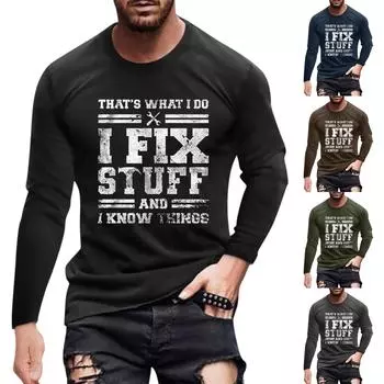 Муж. Футболка Графика Абстракция Шея Одежда Одежда На открытом воздухе Длинный рукав С принтом Модельер Винтаж XXXL чёрный