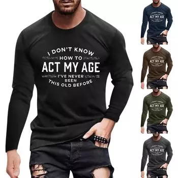 Муж. Футболка Графика Абстракция Шея Одежда Одежда На открытом воздухе Длинный рукав С принтом Модельер Винтаж XXXL армия зеленый