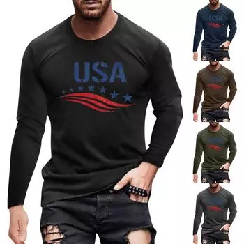 Муж. Футболка Графика Абстракция Шея Одежда Одежда На открытом воздухе Длинный рукав С принтом Модельер Винтаж XXL чёрный