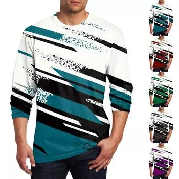 Муж. Футболка Круглый вырез Одежда Одежда На открытом воздухе Длинный рукав С принтом Модельер Винтаж L